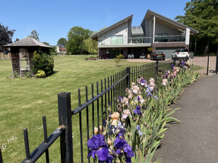 New house that has a butterfly roof