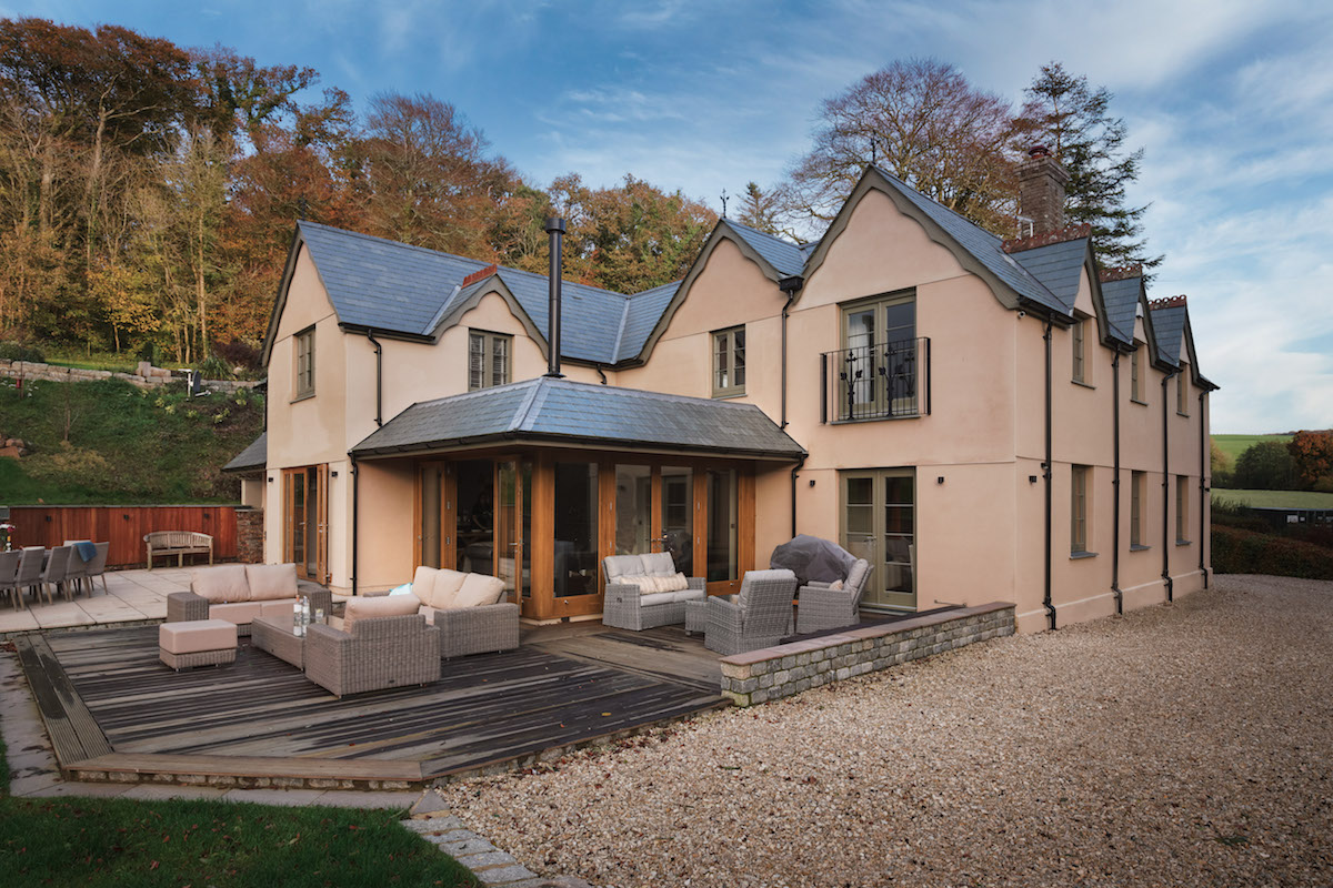 Wooden Extension with a slate grey roof.