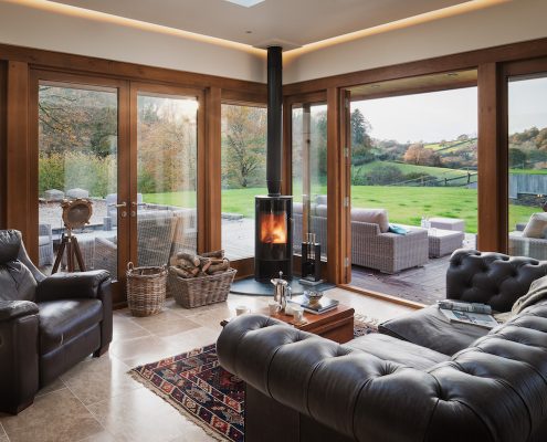 Cozy Living room extension with a log burner