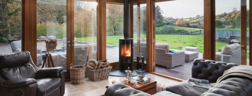 Cozy Living room extension with a log burner