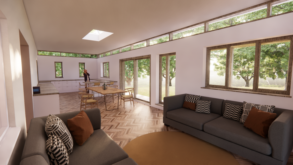 View of what the client sees when viewing their home in virtual reality