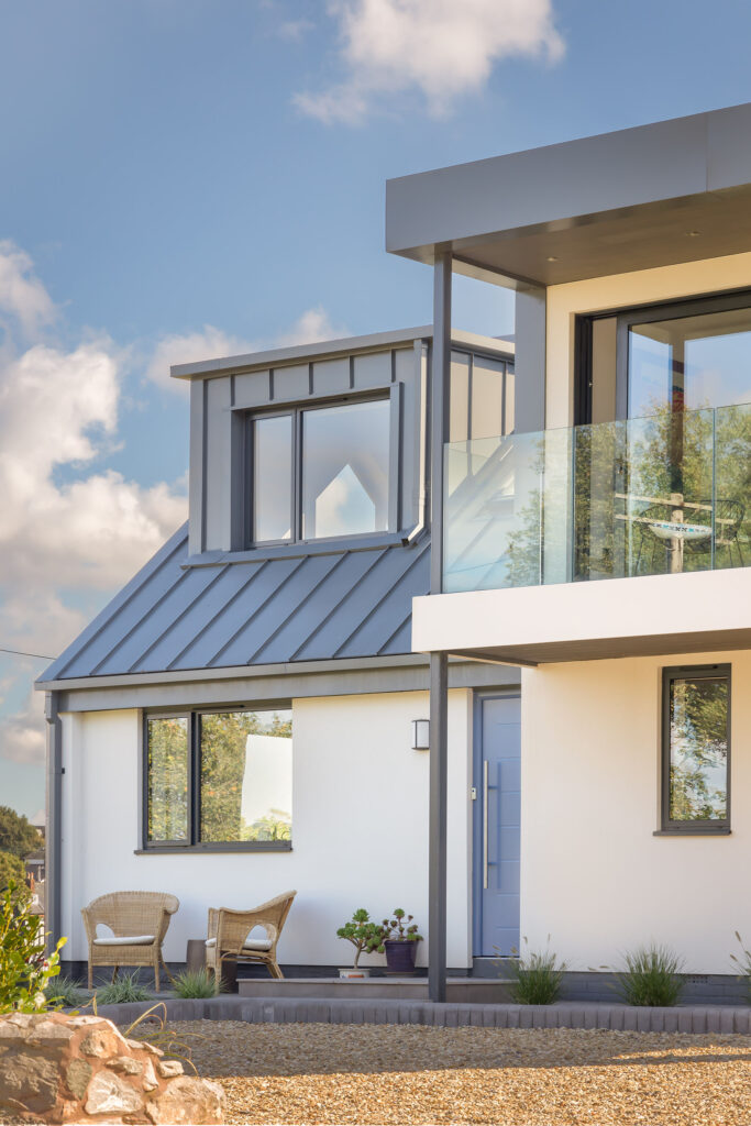 Photograph of part of a new house designed by Living Space Architects in Devon